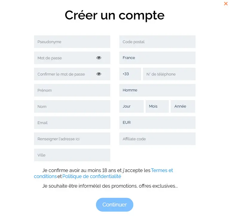 Processus d'inscription TikTok Casino