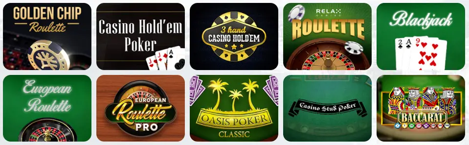 Jeux de table au TikTok Casino